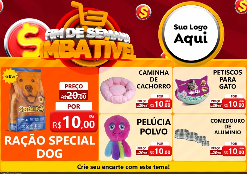 Modelo de Encarte para Encarte A4 Horizontal com o tema Fim de Semana Imbatível para Pet Shop