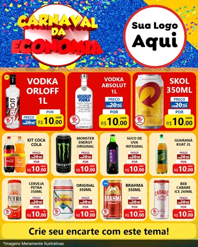 Modelo de Rede Social para Feed Instagram com o tema Carnaval da Economia para Distribuidora de bebidas
