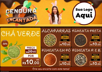 Modelo de Encarte para Encarte A4 Horizontal com o tema Cenoura Encantada - Páscoa para Produtos Naturais