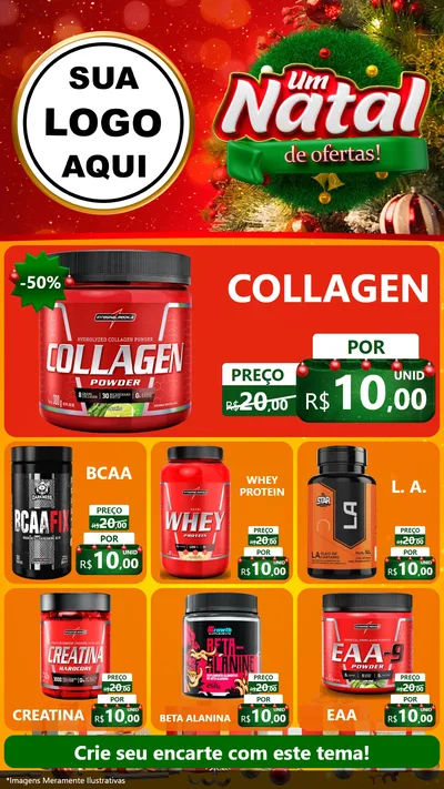 Modelo de Rede Social para Stories com o tema Um Natal de Ofertas para Suplementos alimentares