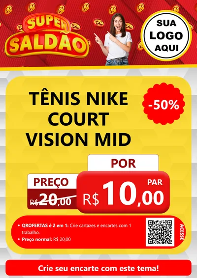 Modelo de Cartaz para Cartaz A4 Vertical com o tema Super Saldão para Calçados
