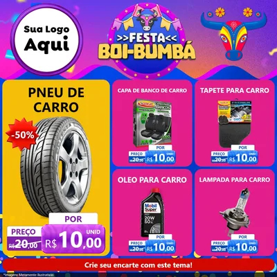 Modelo de Rede Social para Feed Facebook com o tema Festa Boi-Bumbá para Auto peças