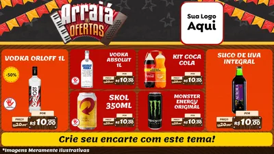Modelo de TV para TV Horizontal com o tema Arraiá de Ofertas - Junina para Distribuidora de bebidas