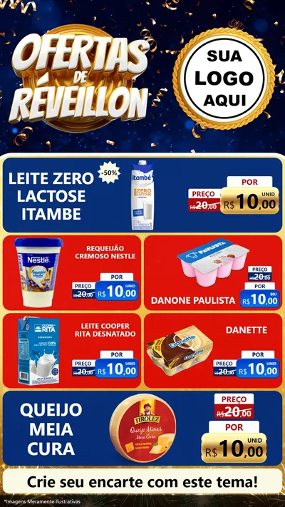 Modelo de TV para TV Vertical com o tema Ofertas de Réveillon para Frios e Laticínios
