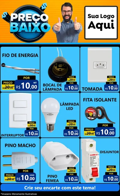 Modelo de Encarte para Encarte Grande com o tema Preço Baixo para Materiais Elétricos