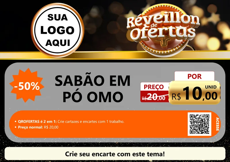 Modelo de Cartaz para Cartaz A4 Horizontal com o tema Réveillon de Ofertas para Produtos de Limpeza