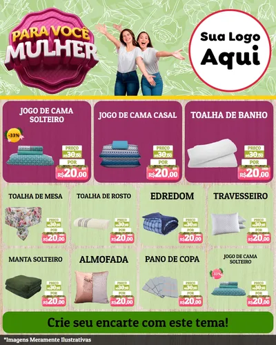 Modelo de Rede Social para Feed Instagram com o tema Para Você Mulher para Cama, Mesa e Banho