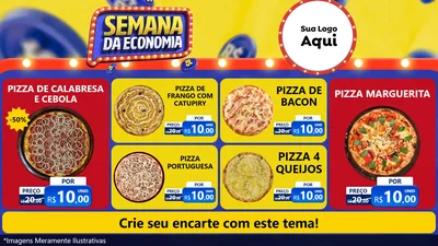 Modelo de TV para TV Horizontal com o tema Semana da Economia para Pizzaria