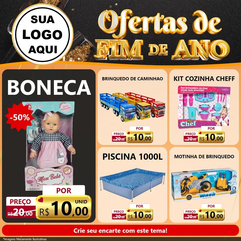 Modelo de Rede Social para Feed Facebook com o tema Ofertas de Fim de Ano para Brinquedos