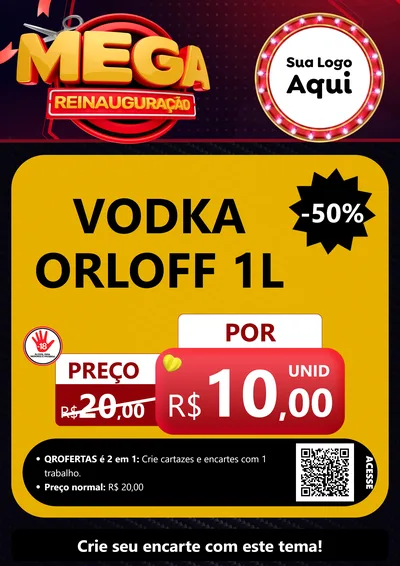 Modelo de Cartaz para Cartaz A4 Vertical com o tema Mega Reinauguração para Distribuidora de bebidas