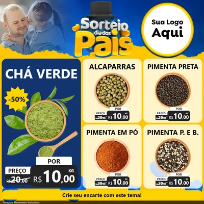 Modelo de Rede Social para Feed Facebook com o tema Sorteio Dia Dos Pais para Produtos Naturais