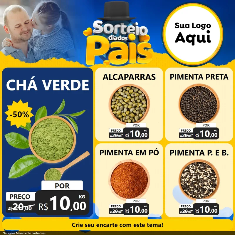 Modelo de Rede Social para Feed Facebook com o tema Sorteio Dia Dos Pais para Produtos Naturais