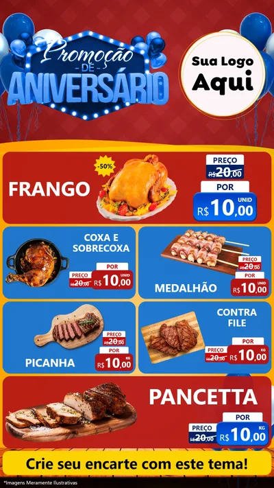 Modelo de TV para TV Vertical com o tema Promoção de Aniversário para Assados