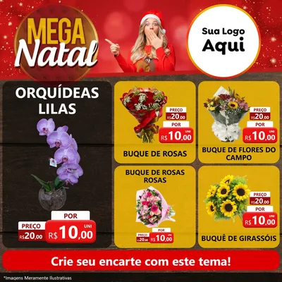 Modelo de Rede Social para Feed Facebook com o tema Mega Natal para Floricultura e jardim
