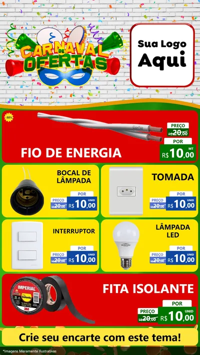 Modelo de TV para TV Vertical com o tema Carnaval de Ofertas para Materiais Elétricos