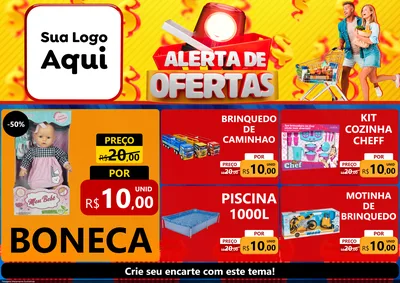 Modelo de Encarte para Encarte A4 Horizontal com o tema Alerta de Ofertas para Brinquedos