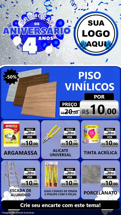 Modelo de Rede Social para Stories com o tema Promoção de Aniversário - 4 Anos para Material para Construção