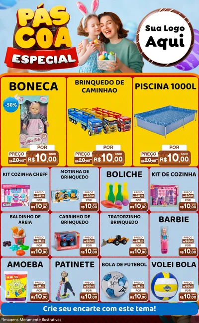 Modelo de Encarte para Encarte Grande com o tema Páscoa Especial para Brinquedos