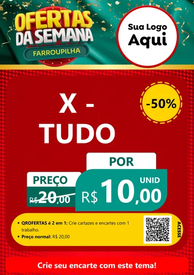 Modelo de Cartaz para Cartaz A4 Vertical com o tema Ofertas da Semana Farroupilha para Hamburgueria