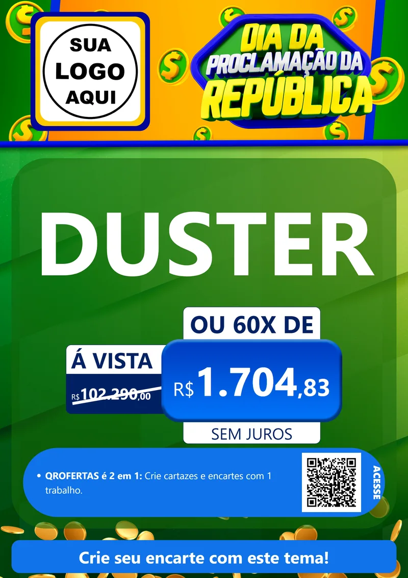 Modelo de Cartaz para Cartaz A4 Vertical com o tema Dia Da Proclamação da República para Concessionaria de Carros
