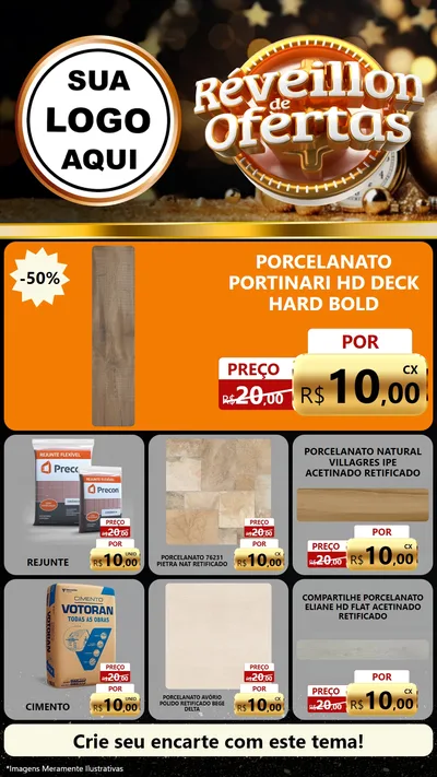 Modelo de Rede Social para Stories com o tema Réveillon de Ofertas para Pisos e revestimentos