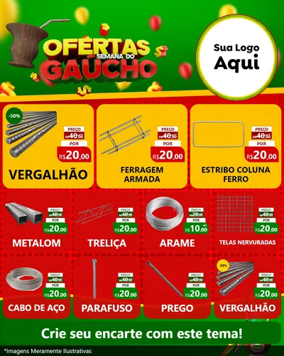 Modelo de Rede Social para Feed Instagram com o tema Ofertas Semana Do Gaúcho para Ferragens