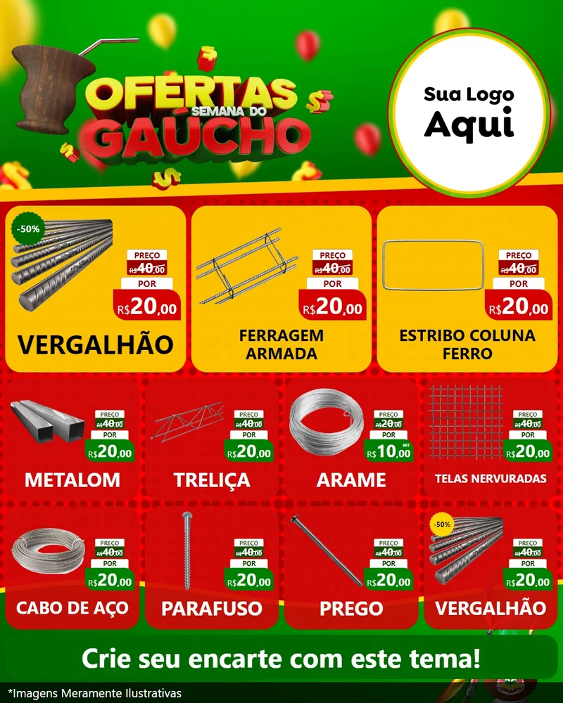 Modelo de Rede Social para Feed Instagram com o tema Ofertas Semana Do Gaúcho para Ferragens