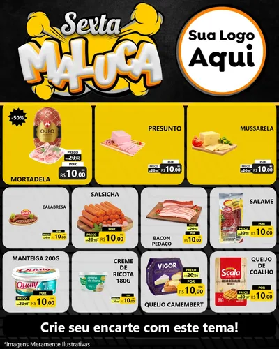 Modelo de Rede Social para Feed Instagram com o tema Sexta Maluca para Frios e Laticínios