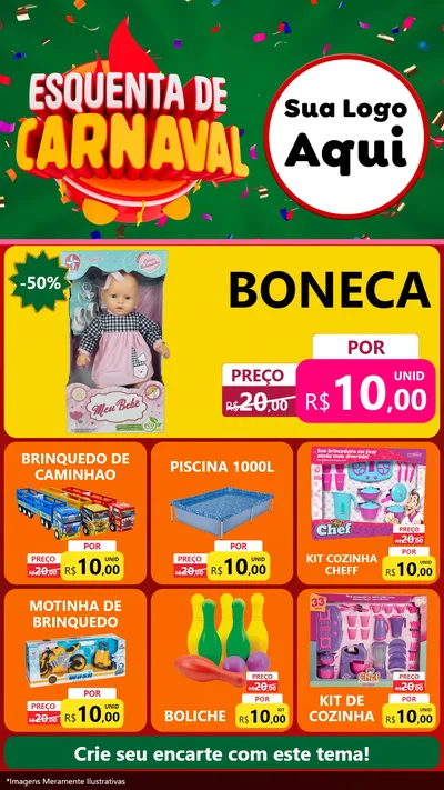 Modelo de Rede Social para Stories com o tema Esquenta de Carnaval para Brinquedos