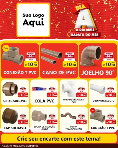 Modelo de Rede Social para Feed Instagram com o tema Dia A o Dia Mais Barato do Mês para Tubos e conexões