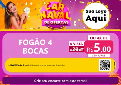 Modelo de Cartaz para Cartaz A4 Horizontal com o tema Carnaval de Ofertas para Móveis e Eletro