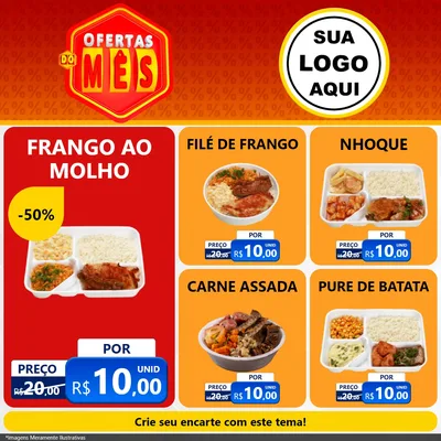 Modelo de Rede Social para Feed Facebook com o tema Ofertas do Mês para Restaurante
