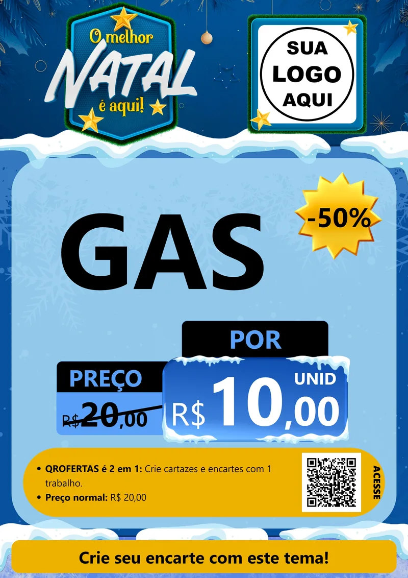 Modelo de Cartaz para Cartaz A4 Vertical com o tema O Melhor Natal É Aqui! para Água e gás