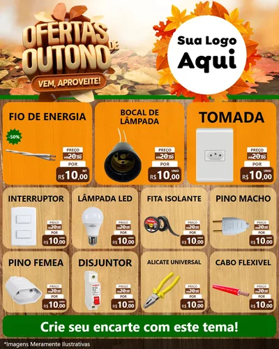 Modelo de Rede Social para Feed Instagram com o tema Ofertas de Outono - Vem, Aproveite! para Materiais Elétricos