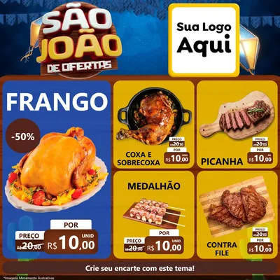 Modelo de Rede Social para Feed Facebook com o tema São João Ofertas Imbatíveis! - Junina para Assados