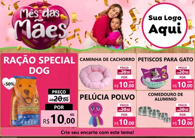Modelo de Encarte para Encarte A4 Horizontal com o tema Mês das Mães para Pet Shop