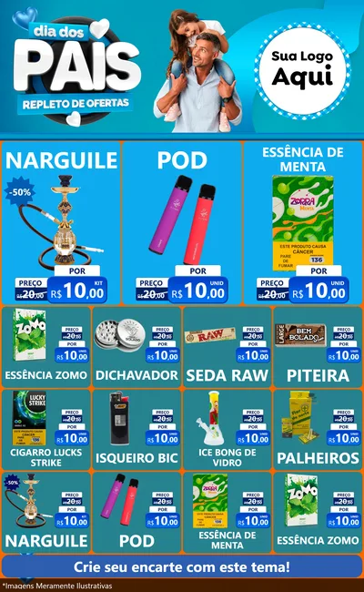 Modelo de Encarte para Encarte Grande com o tema Dia Dos Pais Repleto de Ofertas para Tabacaria