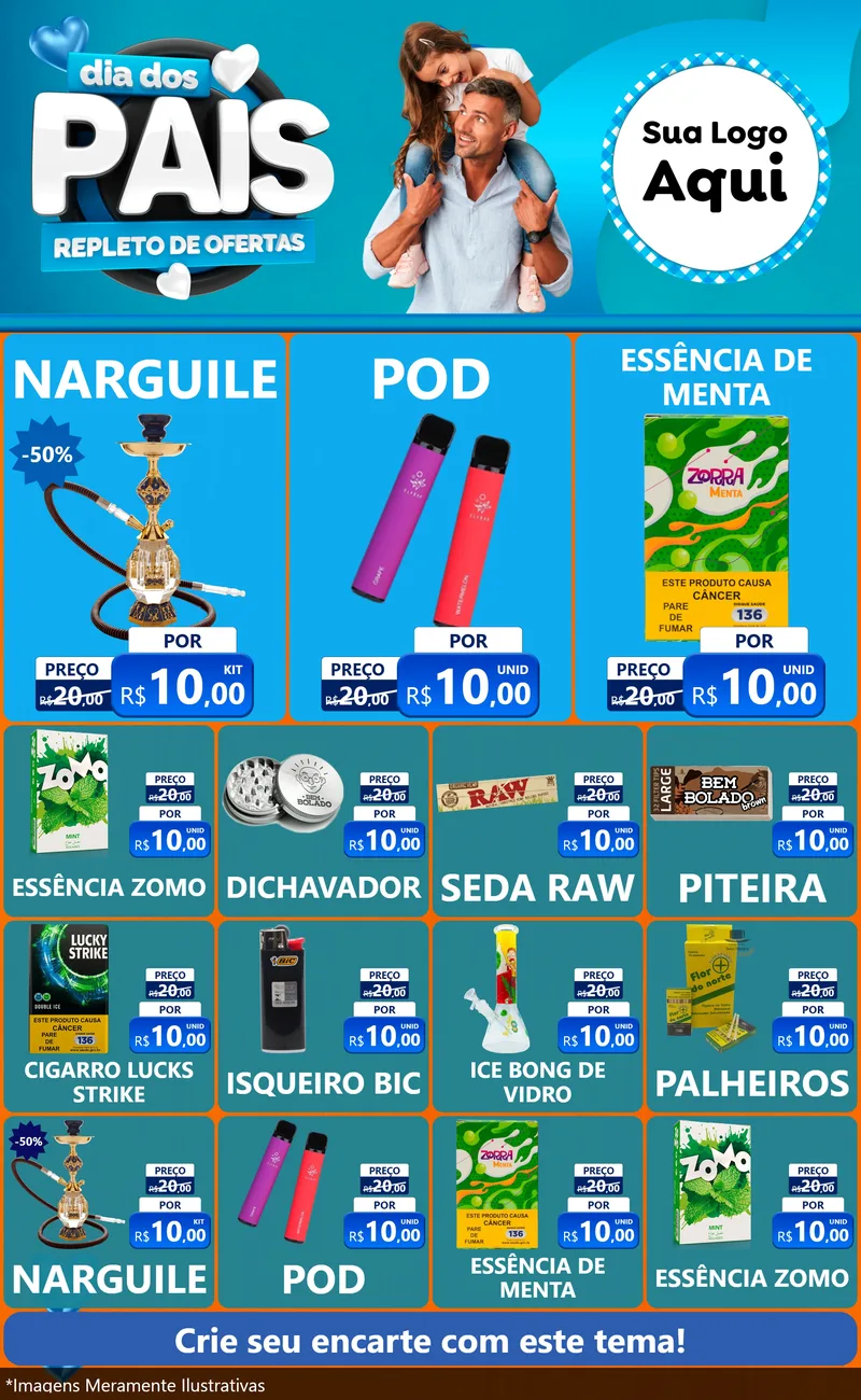 Modelo de Encarte para Encarte Grande com o tema Dia Dos Pais Repleto de Ofertas para Tabacaria