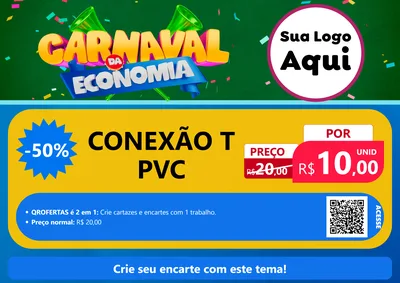Modelo de Cartaz para Cartaz A4 Horizontal com o tema Carnaval da Economia para Tubos e conexões