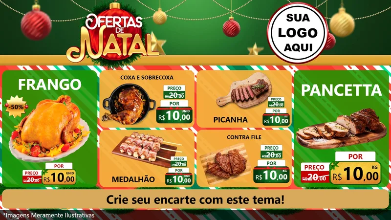 Modelo de TV para TV Horizontal com o tema Ofertas de Natal para Assados
