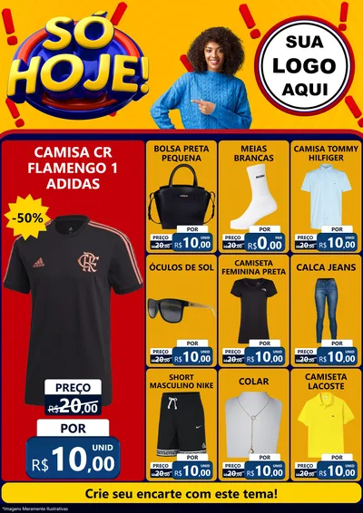 Modelo de Encarte para Encarte A4 Vertical com o tema Só Hoje! para Roupas e acessórios