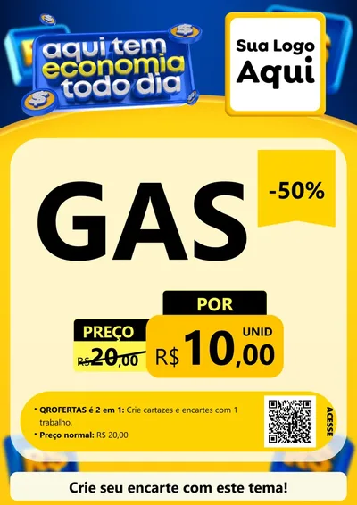 Modelo de Cartaz para Cartaz A4 Vertical com o tema Aqui Tem Economia Todo Dia para Água e gás