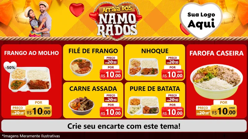 Modelo de TV para TV Horizontal com o tema Arraiá dos Namorados para Restaurante