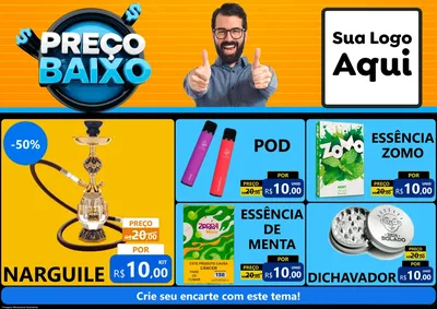 Modelo de Encarte para Encarte A4 Horizontal com o tema Preço Baixo para Tabacaria