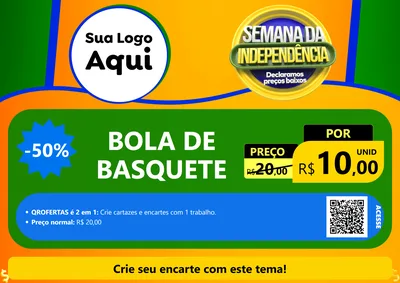 Modelo de Cartaz para Cartaz A4 Horizontal com o tema Semana da Independência Declaramos Preços Baixos para Artigos Esportivos