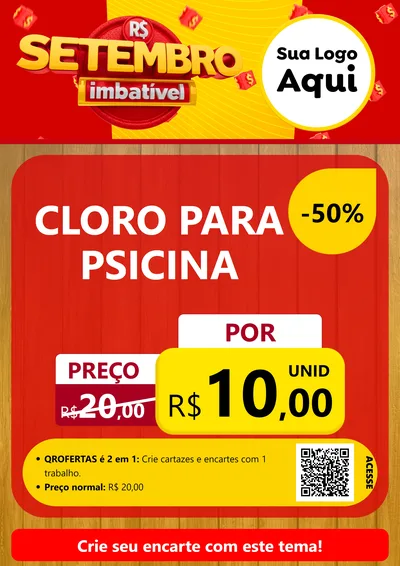 Modelo de Cartaz para Cartaz A4 Vertical com o tema Setembro Imbatível para Produtos para Piscina