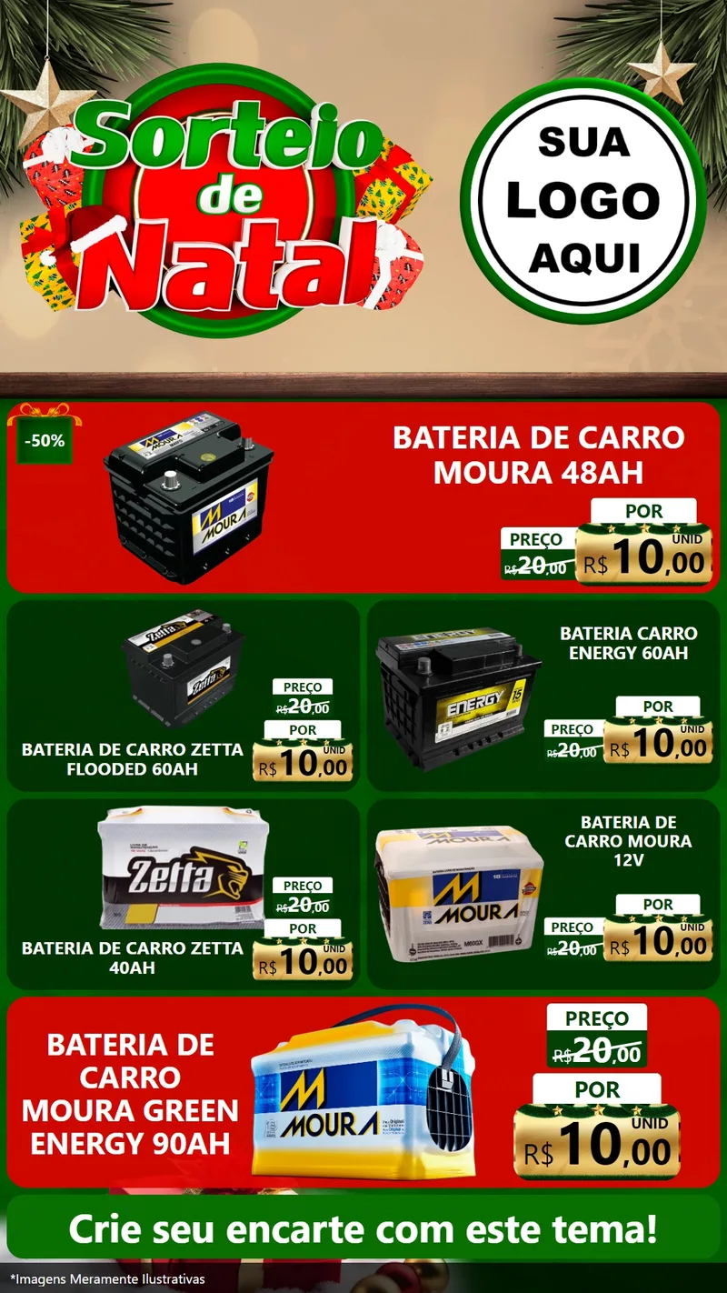 Modelo de TV para TV Vertical com o tema Sorteio de Natal para Baterias Elétricas