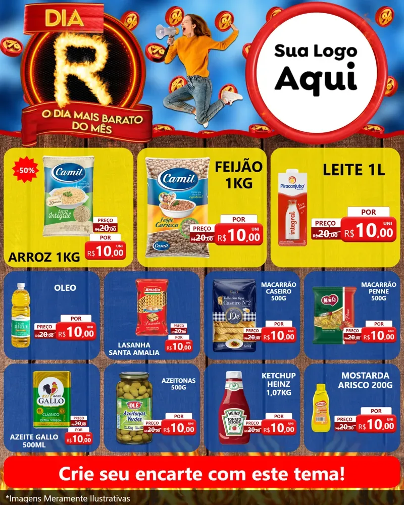 Modelo de Rede Social para Feed Instagram com o tema Dia R - O Dia Mais Barato Do Mês para Supermercado