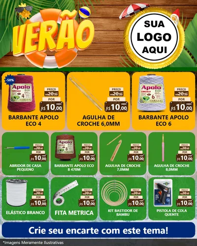 Modelo de Rede Social para Feed Instagram com o tema Verão para Armarinho e Aviamentos