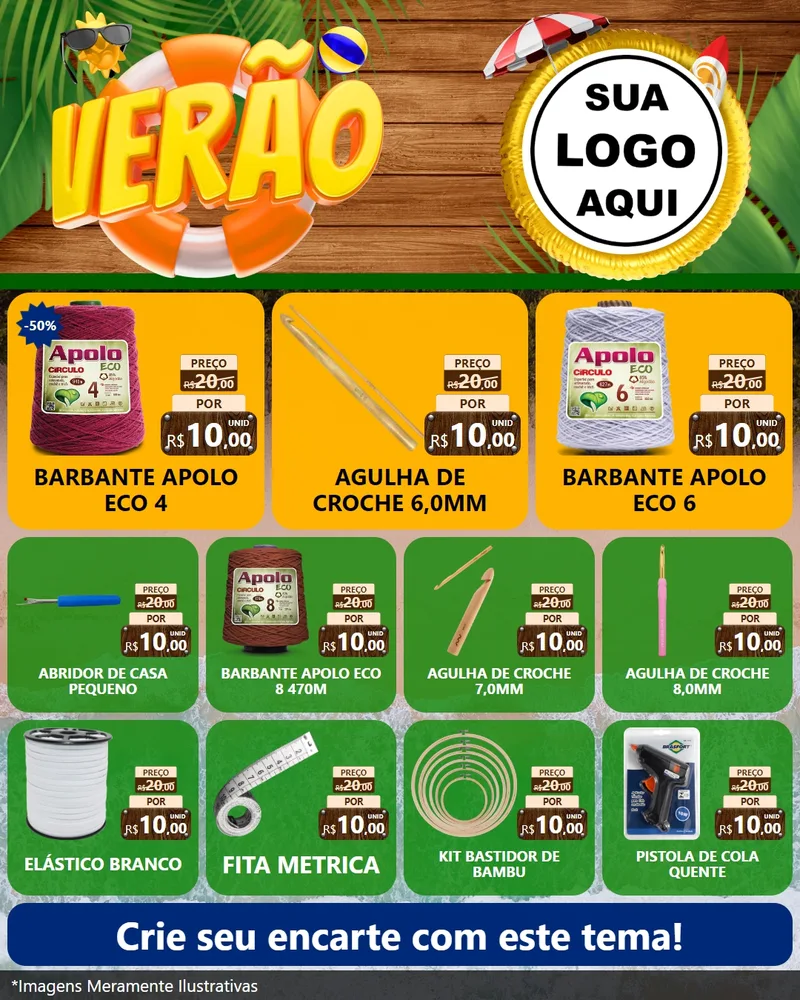 Modelo de Rede Social para Feed Instagram com o tema Verão para Armarinho e Aviamentos